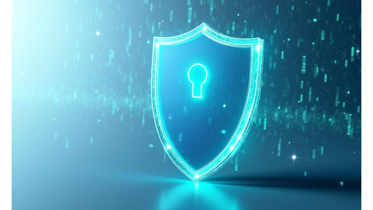 Abstract image of a digital shield protecting data, representing Stag Step's commitment to privacy and data security.
