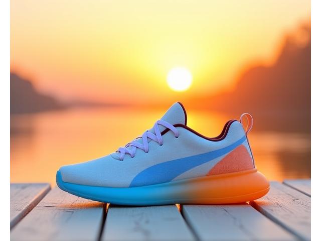 Customized sneaker, sunset vivid colors, with a gradient effect
