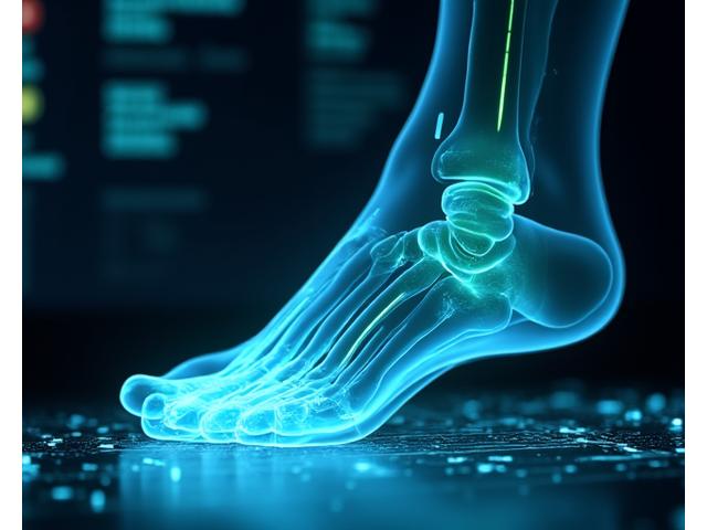 Detailed 3D scan of a female foot highlighting pressure points